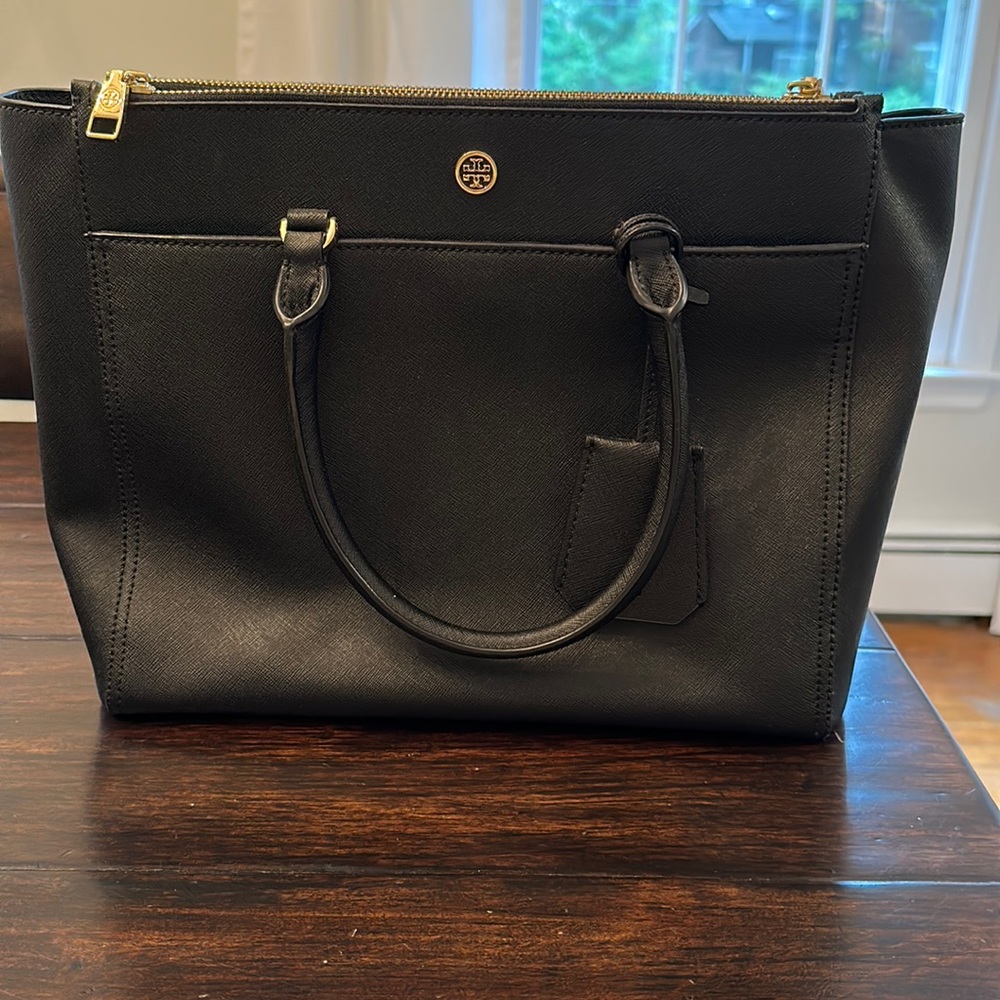 Tory Burch Robinson Double Zip Expandable Sides Large Crossbody Tote Retail $575